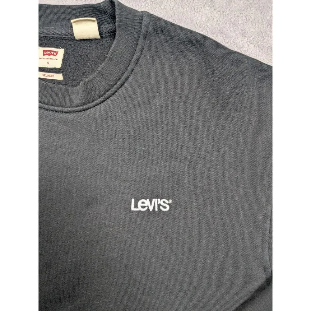 Levis Sweatshirt Mens Small Black Classic Fit Streetwear Urban Skater Casual